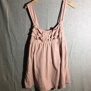 Womens NWOT Free People Dress Beachy Boho Cottage Core Baby Pink Ruffles